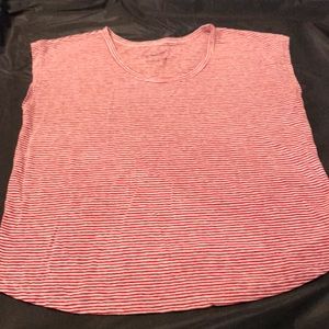 Red and white striped Linen blend t shirt